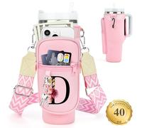 LOKASS Porte-bouteille d'eau personnalisé avec sangle pour accessoires de tasse Stanley, gobelet de 1200 ml, sac de transport initiale avec poche pour téléphone, pour femme, idéal pour Thanksgiving