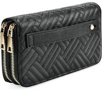 LOKASS Portefeuille pour femme en cuir avec compartiment à monnaie et protection RFID, grand portefeuille pour femme avec double fermeture éclair pour argent, cartes, chéquier et téléphone portable