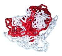 Lokatall Chaîne de barrière en plastique - 10 m x 6 mm - Avertissement - Chaînes rouges et blanches - Chaîne en plastique solide avec haute visibilité - Poteau de garde-corps - Barrière de sécurité