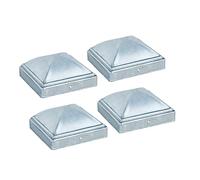 Lokatall Lot de 4 capuchons de poteaux de clôture - 102 x 102 mm - Clôture métallique carrée - Acier galvanisé - Capuchons décoratifs pour portails et main courante