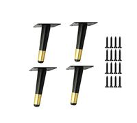 Lokatall Lot de 4 pieds de meubles modernes en métal robuste de 10,2 cm pour canapé, placard, lit, table basse (noir + or)