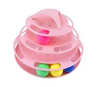 LOKAXXZU 3 Niveaux Pet Cat Toy Tower Tracks Disc Interacitve Cat Toys Ball Training Amusant Plate Cat Tracks Toys for Cats Kitten, Pink 4 Couches, Medium