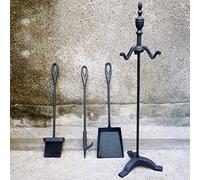 LOKAXXZU 4 pièces Grandes Outils de cheminée Ensemble Noire en Fer forgé de feu de feu Firepit Pit Pit en Bois Poêt de poêle à bûche