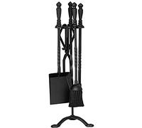 LOKAXXZU 5pcs Fiche à cheminée Ensemble d'outils en Fer forgé Noir Fire Place d'outils de Charbon Fire Wood Burner Accessoires pour intérieur extérieur