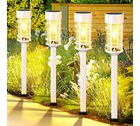 LOKAXXZU 8 lumières de Chemin Solaire de Pack, lumières de Jardin solaires à LED Blanche Brillant, éclairage de Paysage décoratif pour Cour extérieure, pelouse, allée