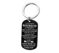 LOKAXXZU Cadeau de Porte-clés, Porte-clés en Acier Inoxydable, étiquette de Chien gravée Mots touchés Porte-clés pour Hommes Argent