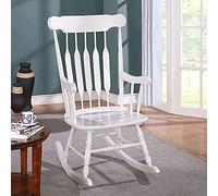 LOKAXXZU Chaise à Bascule Blanche Porche de Patio extérieur pelouse, Fauteuil de Bascule en Bois Vintage pour Adultes Lourds, Femmes, Hommes et Seniors, Chargement 180 kg