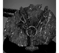 LOKAXXZU Collier grossier de Thor's Hammer Big Pendant, Mythology Dragon Head Mandmade Norse King's Chain, Viking Amulet Jewelry Gifts for Men Accessoires, Chaîne noire de 2 60 cm