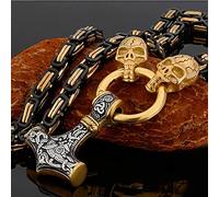 LOKAXXZU Collier grossier de vélo punk, Collier de Thor's Hammer Sammer Amulet Viking Bielry Gifts for Norse Men Accessoires, Chaîne de chaîne A3,70 cm de la chaîne A3,70 cm