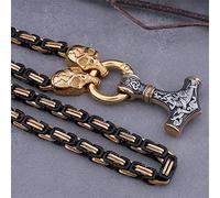 LOKAXXZU Collier grossier grossier de Thor, Amulet Pendant Novelty Punk Cool Viking Bijoux Cadeaux Accessoires pour hommes nordiques, Scandinavian Handmade Square King's Chain's, Skull 1 60cm Chain