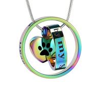 LOKAXXZU Crémation Bijoux pour Animaux de Compagnie Collier pour Cendres Bijoux Pendentif pour Chat de Chien - pour Toujours dans Mon cœur, Plus à Mes côtés (coloré, Pendentif avec chaîne)