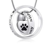 LOKAXXZU Crémation Bijoux pour Animaux de Compagnie Urn Collier pour Cendres Bijoux Pendentif pour Chien Chat - pour Toujours dans Mon cœur, Plus à Mes côtés (Couleur en Acier, Pendentif avec chaîne)