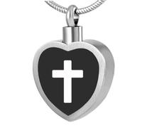LOKAXXZU Cross in My Heart Cremation Bijoux Charmes, Collier de support de cendres en acier inoxydable de conception classique pour femmes, homme (pendentif avec chaîne)
