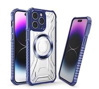 LOKAXXZU Étui pour iPhone 14/14 Plus / 14 Pro / 14 Pro Max, Crystal Magnet Clear Case, Slim Magnetic Drop Tested Armor Phone Case, 14, Bleu