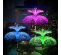LOKAXXZU Les lumières de Jardin Solaire Weepong 3 emballent Nouvelles lumières solaires améliorées extérieur imperméable 7 Couleurs Double méduse et étoiles Flower Garden décor de la pelouse de Noël