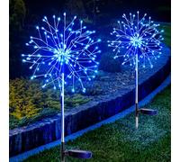 LOKAXXZU Lumières de Jardin solaires extérieures décoratives étanches, 2packs 150led FightFarcs, lumières de fée Solaire pour Cour, Jardin, fête, Patio, Sentier, lit de Fleurs - Bleu