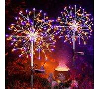 LOKAXXZU Lumières d'halloween Hallower Solar à énergie Solaire, lumières de feu Solaire Orange et Violet à 2 Packs, Papier de Jardin Effrayant imperméable pour Les décorations d'halloween