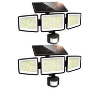 LOKAXXZU Lumières extérieures solaires 302 LED 3000lm, Capteur de Mouvement imperméable IP65 Lumières extérieures, 3 têtes de sécurité Solaire Lumières d'inondation 270 Angle d'éclairage Large avec 3