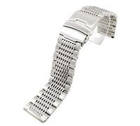 LOKAXXZU Luxury 22/20 / 24 mm en acier solide en acier inoxydable Watch Band Pliant Clasp Safety Watches Bracelet Bracelet Remplacement (Couleur du bande: noir, bande de bande: 24 mm)