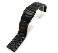 LOKAXXZU Luxury 22/20 / 24 mm en acier solide en acier inoxydable Watch Band Pliant Clasp Safety Watches Bracelet Bracelet Remplacement (Couleur du bande: noir, bande de bande: 24 mm)