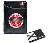 LOKAXXZU Mini Portefeuille de Poche pour Hommes, Bifold Portable Slim Viking Amulet Runes Courts Portefeuilles, Sac de Carte de crédit en Cuir Clips Card, Porte-Caisse, Noir, Wolf2
