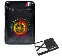 LOKAXXZU Mini Portefeuille de Poche pour Hommes, Bifold Portable Slim Viking Amulet Runes Courts Portefeuilles, Clips de Cuir Clips Credit Card Bag Purse, Porte-Passeport en espèces, Noir, OuroborOS2