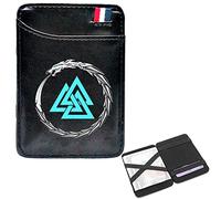 LOKAXXZU Mini Portefeuille de Poche pour Hommes, Bifold Portable Slim Viking Runes Amulettes Courts Courts, Clips Clips Credit Card Bag Purse, Porte-Passeport en espèces, Noir, Ouroboros1