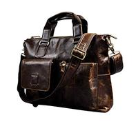 LOKAXXZU Misportation en cuir pour hommes sac d'ordinateur Sac d'ordinateur portable imperméable Sac de messager de voyage commercial rétro étanche pour hommes grand fourre-tout (noir)