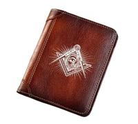 LOKAXXZU Nouvelles MENSELES VÉLICATIONS VÉLICATIONNES en Cuir, Franc-maçons Symbole Haut-capacité Trifold Slim Vintage Court portefeu