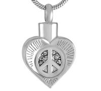 LOKAXXZU Paix dans mon cœur Crémation Collier Collier en acier en acier inoxydable commémoratif Urne Human Humanité Bijoux