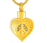 LOKAXXZU Paix dans mon cœur Crémation Collier Collier en acier en acier inoxydable commémoratif Urne Humanité Humanité Gold Bijoux
