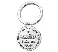 LOKAXXZU Porte-clés Cadeaux pour Femmes, Porte-clés en Acier Inoxydable, Gravure d'étiquette de Chien à Mon Fils, Fille... Je t'aime, Porte-clés pour Hommes en Argent