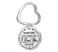 LOKAXXZU Porte-clés Cadeaux pour Femmes, Porte-clés en Acier Inoxydable, Gravure d'étiquette de Chien à Mon Fils, Fille... Je t'aime, Porte-clés pour Hommes en Argent