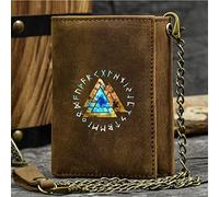 LOKAXXZU Portefeuille à Trifold Slim de nouveauté Masculine, Symbole Viking Unique Porte-Carte de crédit de Grande capacité, véritable Cuir Western Rodeo Travel ID Gift Male Grown, Brun, Valhalla1