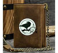 LOKAXXZU Portefeuille à Trifold Slim de nouveauté Masculine, Symbole Viking Unique Porte-Carte de crédit de Grande capacité, véritable Cuir Western Rodeo Travel Id Gift Male Gift, Brun, Raven