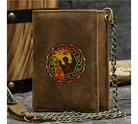 LOKAXXZU Portefeuille à Trifold Slim de nouveauté Masculine, Symbole Viking Unique Porte-Carte de crédit de Grande capacité, véritable Cuir Western Rodeo Travel Id Gift Male Gift, Brun, navires5