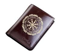 LOKAXXZU Portefeuille Authentique en Cuir rétro médiéval Unique, Cadeau de Monnaie d'anniversaire de Noël pour Hommes, de Nombreux Styles Nordic Viking Symbol Amulet Wallet (Couleur: D-Wallet 8)