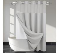 LOKAXXZU River Dream Aucun Crochet requis Ridinier de Douche Gris Clair à pointillé avec Un claquement de Doublure - 71 "W x 74" H, Grade de l'hôtel, Spa comme Le Rideau de Bain
