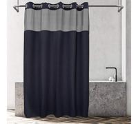 LOKAXXZU River Dream Navy Blue Fabric Curtain de Douche, mélange de Coton, Tissage de Gaufre, avec Un clin d'œil en Doublure de Remplacement , 71 x 86 Pouces