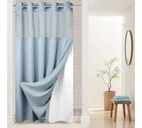 LOKAXXZU River Dream Pas de Crochets requis Waffle Waffle Sew Shower Curtain avec Un clin d'œil (Bleu, stalle 54 "x80)