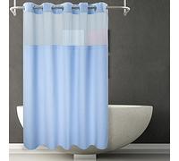LOKAXXZU River Dream Sky Blue Fabric Curtain de Douche en Tissu, mélange de Coton, Tissage de Gaufre, avec Un clin d'œil en Doublure de Remplacement , 71 x 86 Pouces