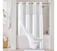 LOKAXXZU River Dream White Fabric Curtain de Douche en Tissu, mélange de Coton, Tissage de Gaufre, avec Un clin d'œil en Doublure de Remplacement , 54 x 80 Pouces