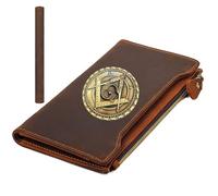 LOKAXXZU Symbole AG maçonnique Portefeuille en Cuir Authentique, Porte-Monnaie de Carte Franc-maçon pour Hommes, Portefeuille de Voyage Vintage (Style 4)