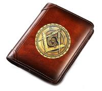 LOKAXXZU Symbole AG maçonnique Portefeuille en Cuir Authentique, Porte-Monnaie de Carte Franc-maçon pour Hommes, Portefeuille de Voyage Vintage (Style 1)