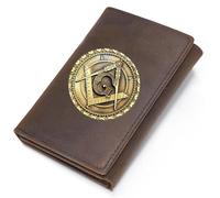 LOKAXXZU Symbole AG maçonnique Portefeuille en Cuir Authentique, Porte-Monnaie de Carte Franc-maçon pour Hommes, Portefeuille de Voyage Vintage (Style 2)