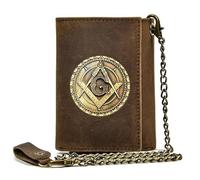 LOKAXXZU Symbole AG maçonnique Portefeuille en Cuir Authentique, Porte-Monnaie de Carte Franc-maçon pour Hommes, Portefeuille de Voyage Vintage (Style 5)