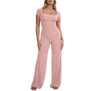 LOKAXXZU Times de deux pièces pour femmes Summer V Neck T-shirt Tops Biker Shorts Workout Sports Tracksuit