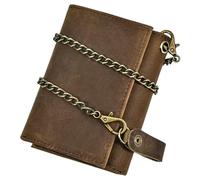 LOKAXXZU Travel ID Portefeuilles à chaîne Courte, Porte-Cartes de crédit de Grande capacité en Cuir véritable en Cuir Complet, Gift Masculin de Luxe pour Hommes Slims Mense, Brun