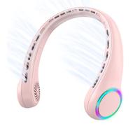 LOKAXXZU Ventilateur Portable avec durée de Vie de 5 à 17 Ans, 3 Vitesses réglables et 64 lumières fraîches, Ventilateur de Cou Rechargeable pour l'été (Rose)