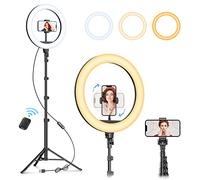 LOKAXXZU WEILISI 12 "Selfie Ring Light avec Support de trépied 63", lumière annulaire à LED dimmable avec Support de téléphone et télécommande sans Fil, [2-en-1] Lumière et bâton de Selfie pour la
